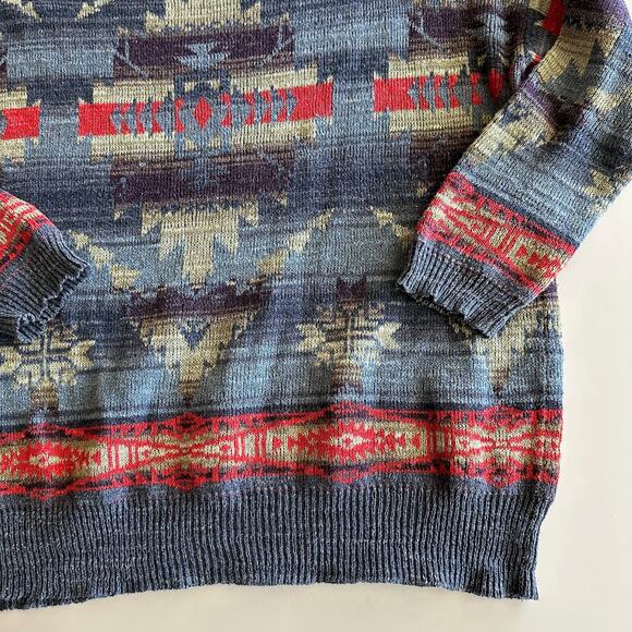 Ralph‎ Lauren Denim & Supply 100% Cotton Southwestern Blue Crewneck Sweater M - Picture 3 of 7